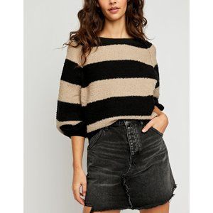 NWT Free People Found My Friend Stripe / Black Tan
